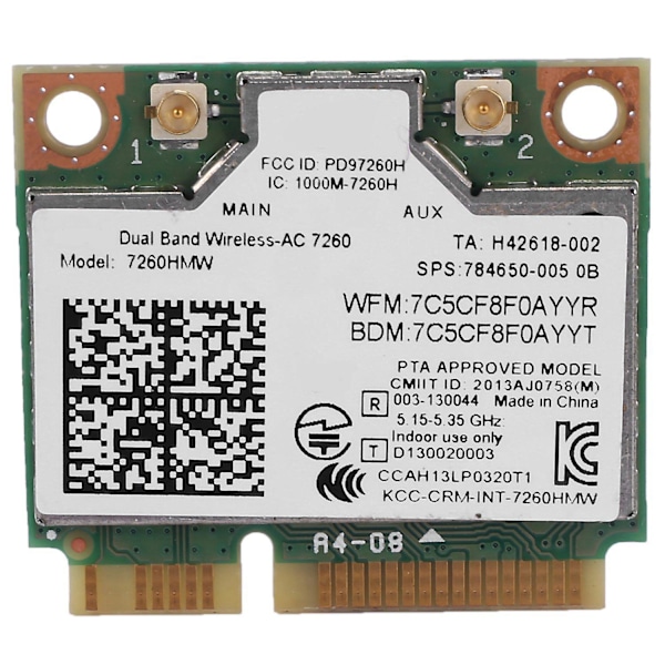 Dubbelbands Ac1200 Trådlös Adapter för Intel 7260 7260hmw Ac Mini Pci-e Kort 2.4g/5g Wifi + Bluetooth