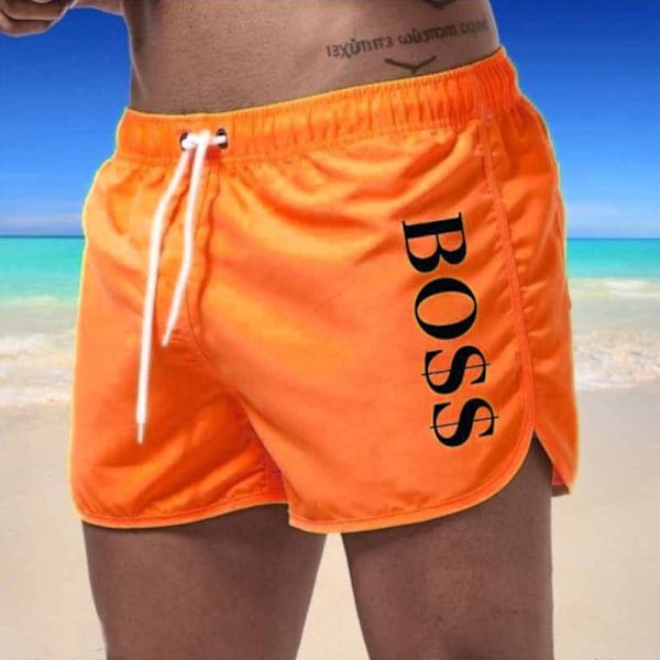 Boss Casual Fashion Strandshorts för Män Badshorts Orange XXL Orange