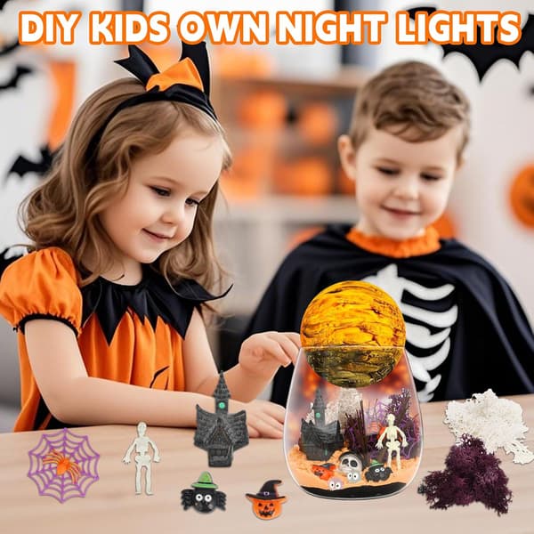 Barnas Halloween Lysende Terrariumsett – LED Nattlys Bursdagsgave for Gutter i Alderen 4–12
