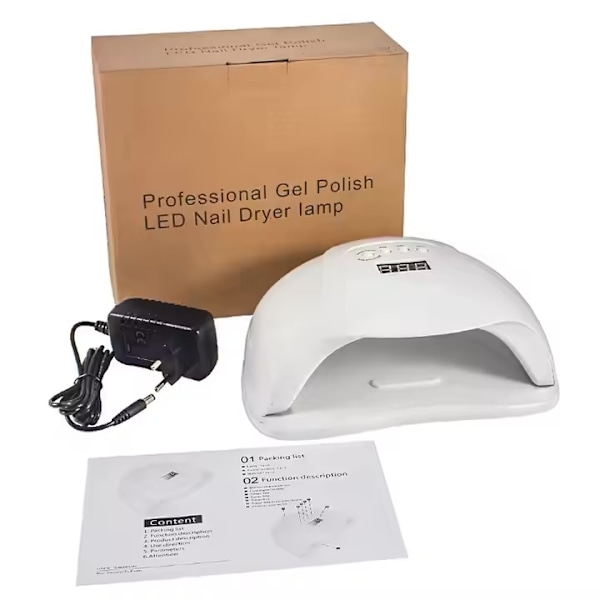 54W UV/LED Neglelakkherder med 10s/30s/60s/99s Timer White Vit