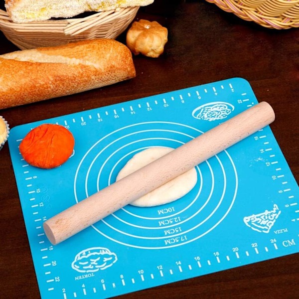 2-delt sett med silikon bakematte, stor non-stick bakematte for deig, baking, fondant, pai deig, pizza, brød, kaker, lett å rengjøre
