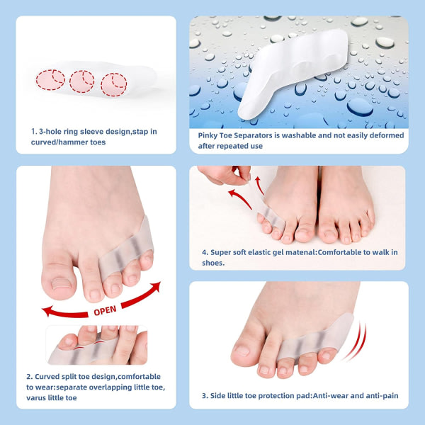 6 STK Pinky Toe Separator Pinky Toe Pute for bunionette smerte