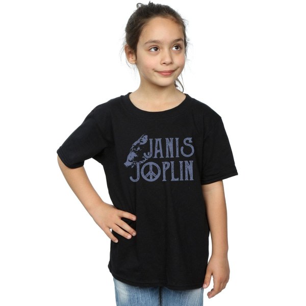 Janis Joplin Girls Type Logo T-paita puuvillaa 5-6 vuotta Musta Musta 5-6 vuotta