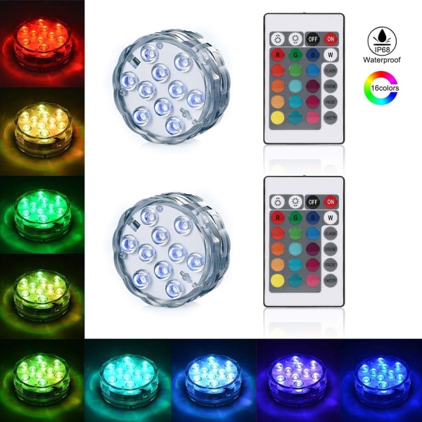 Dykbar LED lys badekar lys Batteridrevet Multi Color