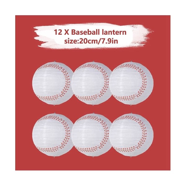 8 tum baseball papperslyktor Sportlag Fest Baseball Hängande lykta Softboll Festdekorationer 12 delar