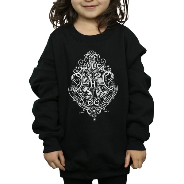 Harry Potter Girls Hogwarts Draco Dormiens Crest Sweatshirt 5-6 Black 5-6 Years