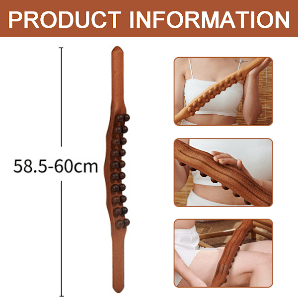 Gua Sha träpinne verktyg träterapi skrapning lymfatisk dränering massageapparat, dubbel rad 20 pärlor punktbehandling Gua Sha verktyg