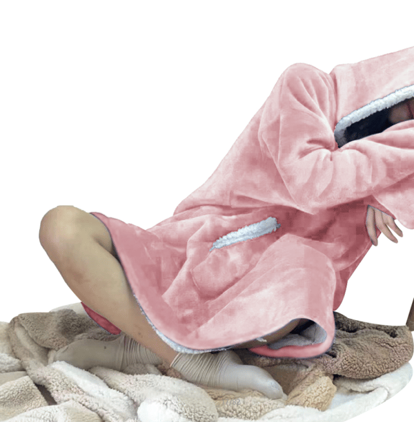 Oversized hettegenserteppe, bærbart hettegenserteppe-FF- pink