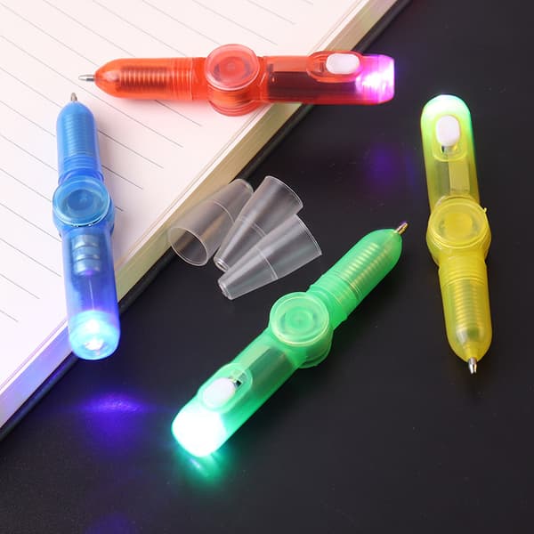 4-pak LED Fidget Spinner Penne, Lysende Stressaflastende Spindepen, Sensorisk Skrivebordslegetøj