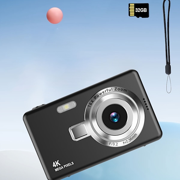 Digitalt Kamera Portabelt Digitalkamera HD Autofokus Med 32G Kort Lilla