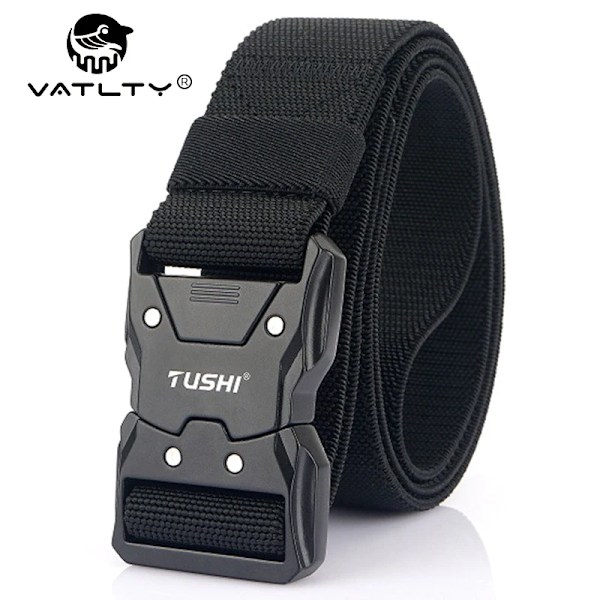 VATLTY Nytt unisex elastiskt bälte hårdlegering Snabbspänne Tough Stretch Nylon Herr Militär Taktiskt bälte Arbetstillbehör Mörkgrå set Dark gray set 125cm