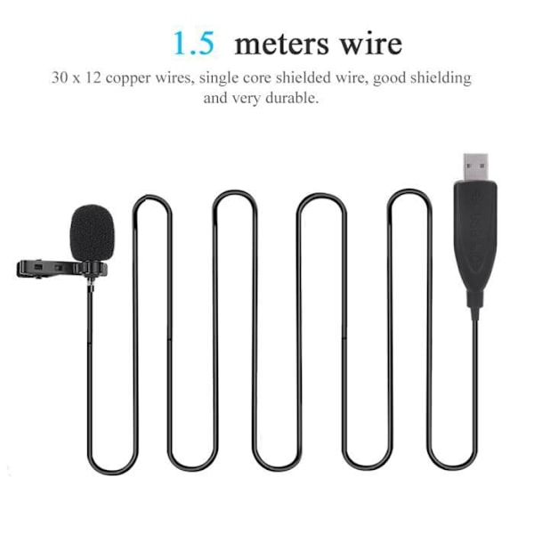BEL-7423055201797-Lavaliermikrofon, Mini USB-lavaliermikrofon, Optisk rundstrålande datamaskinmikrofon