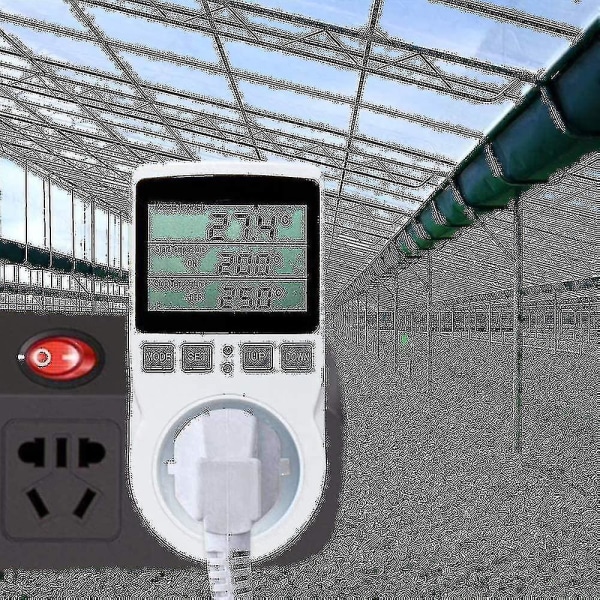 Digital / Varme Køling Termostatstik LCD temperaturregulator, 230v Til drivhus Temperaturregulator/terrariumtermostat (stikdåse)