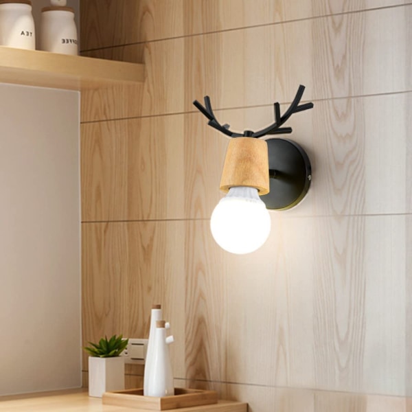 Sæt med 1 retro væglampe, kreativt design hjortegevir væglampe