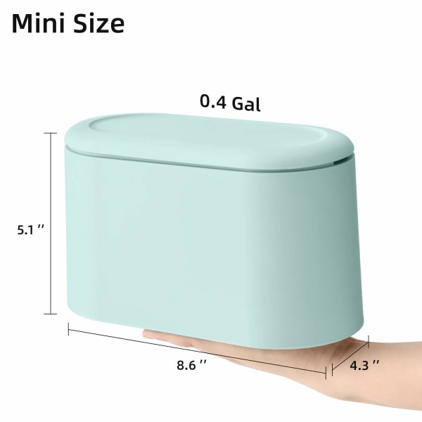 Mini søppelbøtte for kjøkkenbenk med lokk på skrivebordet Liten søppelbøtte