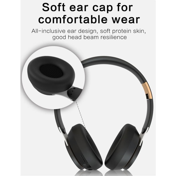 Trådløse On-Ear-hodetelefoner Bluetooth 5.0-hodesett Sammenleggbare Lossless Hi-Fi Audio Stereo med mikrofon-hvit hvit