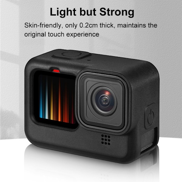 PULUZ GoPro HERO12 Black /11 Black /10 Black /9 Black Silikon Suojaava Kotelo Rannehihnan & Linsisuojan kanssa Black 360