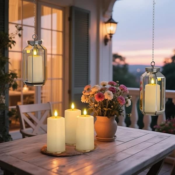 Rechargeable LED Lanterns Set of 3 | Waterproof Outdoor Lights with Remote Control and Timer