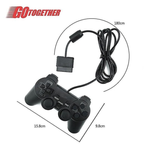 Svart PS2-kontroll för Sony Playstation 2 SQBB