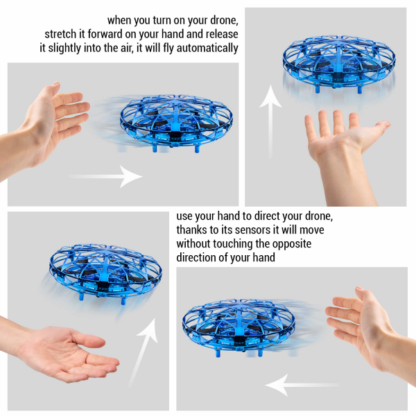 Handmanövrerad UFO drone med LED-ljus, flygande leksaker