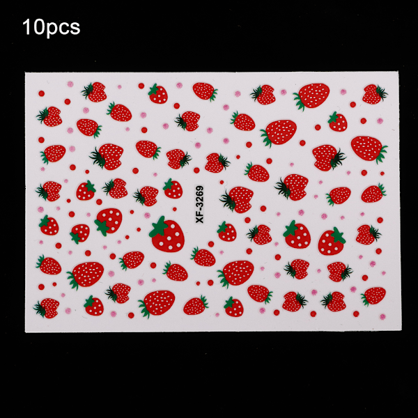 10 stk 3D Nail Art Sticker Dekorasjon Selvklebende DIY Manikyr Innredning for Neglesalong Hjem (XF3269)