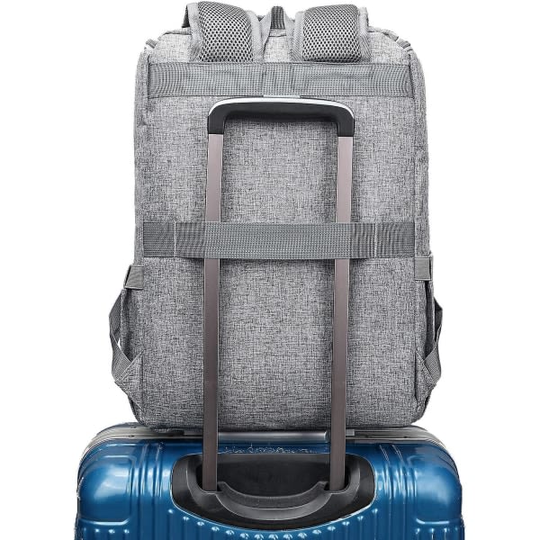 Vintage rygsæk rejse Laptop rygsæk med USB-opladningsport til kvinder og mænd skoleelever Rygsæk Passer 15,6 tommer bærbar Grå