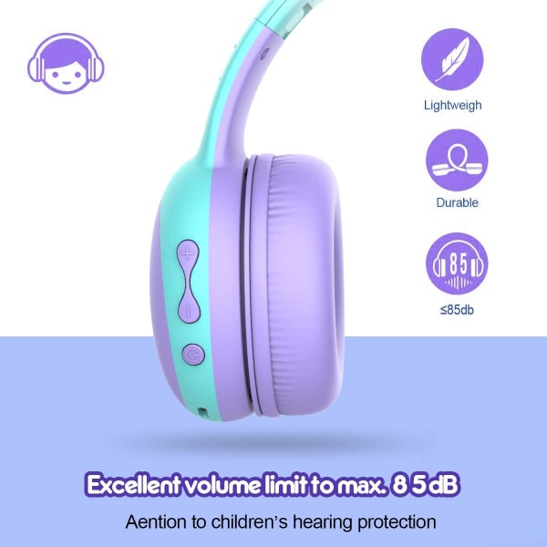 Barnehodetelefoner Bluetooth Barnehodetelefoner med 85dB volumbegrensning