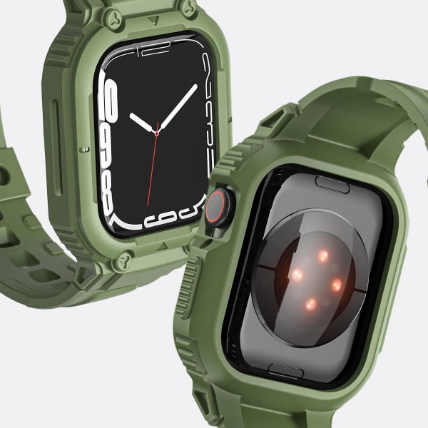 Yhteensopiva Apple Watch Ranneke 41mm / 40mm Silikon ja Stötsäkert Case Grön