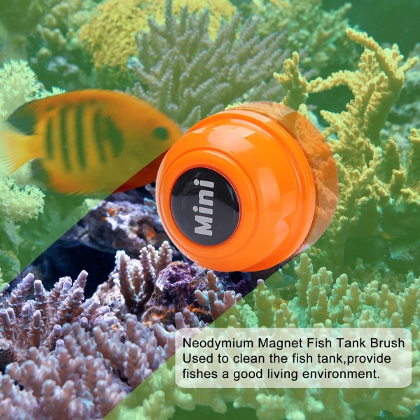 Mini Magnetic Fish Tank Brush-Fish Tank Cleaner-Glass Cleaner orange färg
