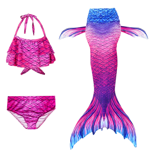 3-delt sæt piger havfruehale bikini badetøj sæt STYLE 7 130cm