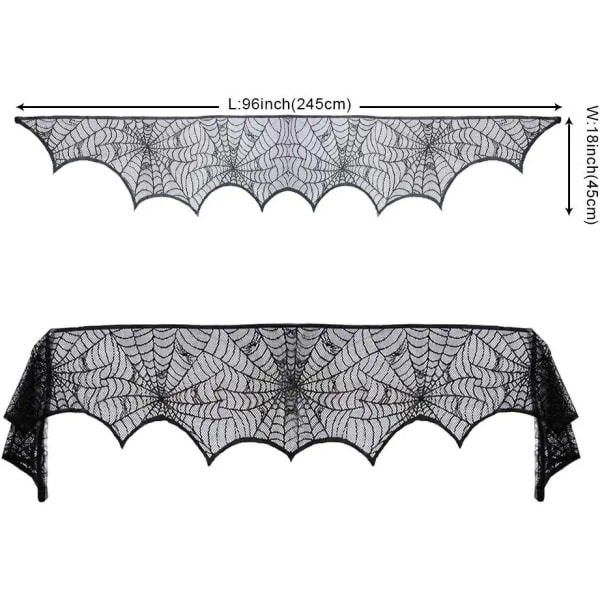 Halloween Spider Web Pejsetørklæde, 18 x 96 tommer