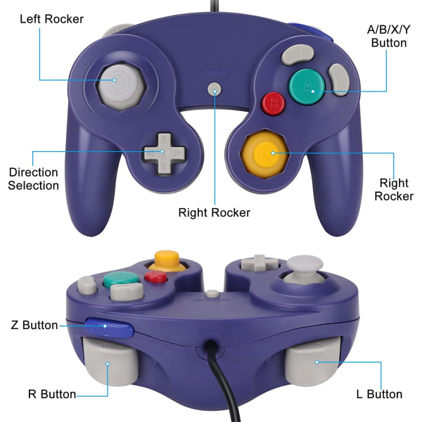 Gamecube Gamepad, 2-pak klassisk gamepad med vibrationsjoystick