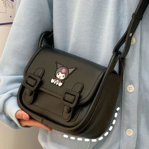 Kawaii Sanrio Kuromi Cambridge Väska Nät Röd med Samma Väska Alla Matchar Underarmsväska Axelväska Japan och Sydkorea Present Cirka 19x13x8cm Kuromi