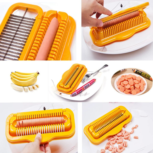 Slicer Hot Dog Cutter, Korv slicer Rostfri ståltråd multifunksjonsskärare Skinka og banan skivare manuell skärmaskin