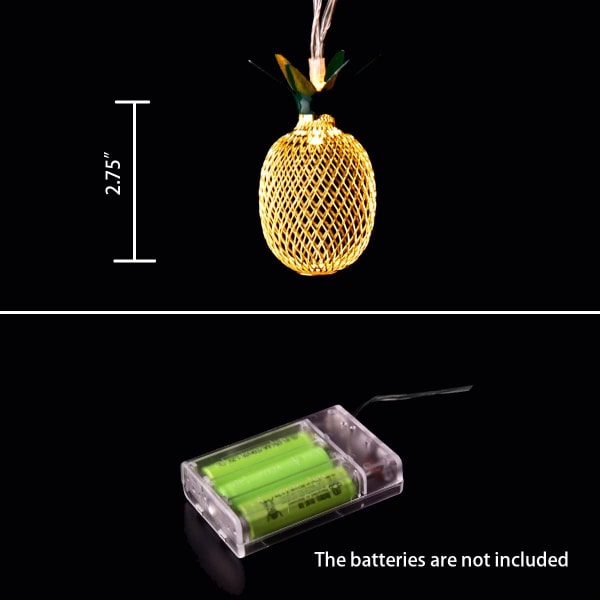 15 fod. 20 LED ananas lyskæder, batteridrevet