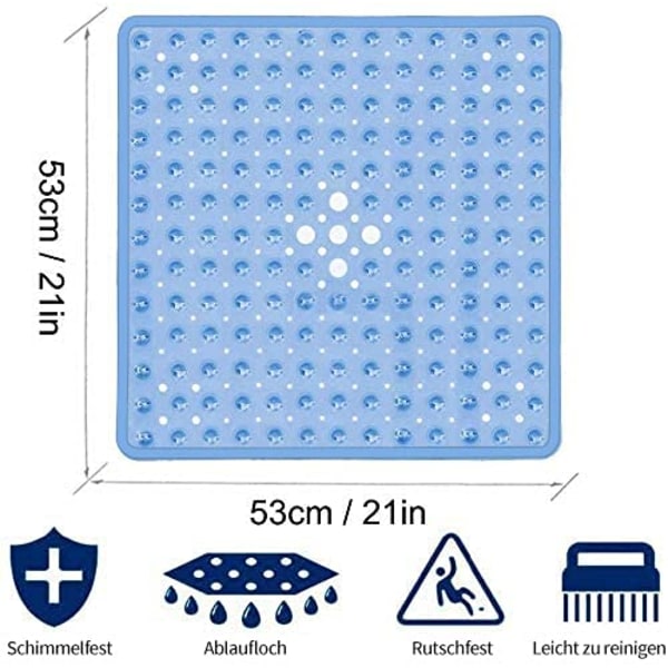 Neliömäiset suihkumatto, 53 x 53 cm, liukumattomat kylpymatot, hometta estävät