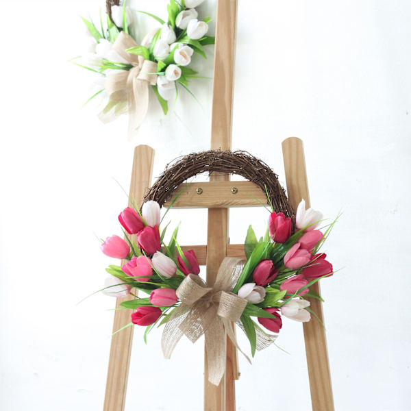 1 st rosa simulerad blomsterkrans knopp tulpan krans plast-XF3-