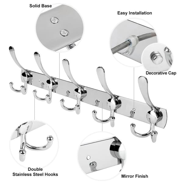 Wall Mounted Coat Hook, 1-Pack Stainless Steel Wall Coat Rack Durable Robe Hat Clothes Hooks-FF-