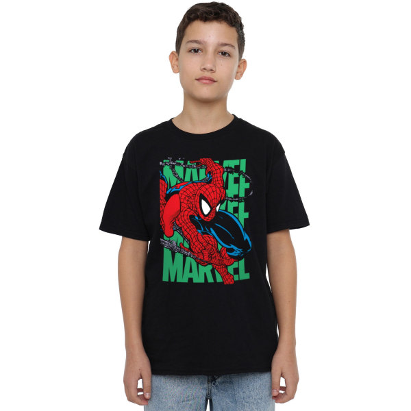 Spider-Man Barn/Barn Väggkrypande T-shirt 9-10 år Svart Black 9-10 Years