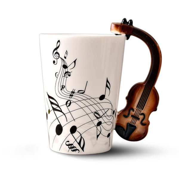 Nyhet fiolhandtag keramisk kopp fri spektrum kaffe mjölk te kopp Personlighetsmugg Unik musikal [DB] som visas