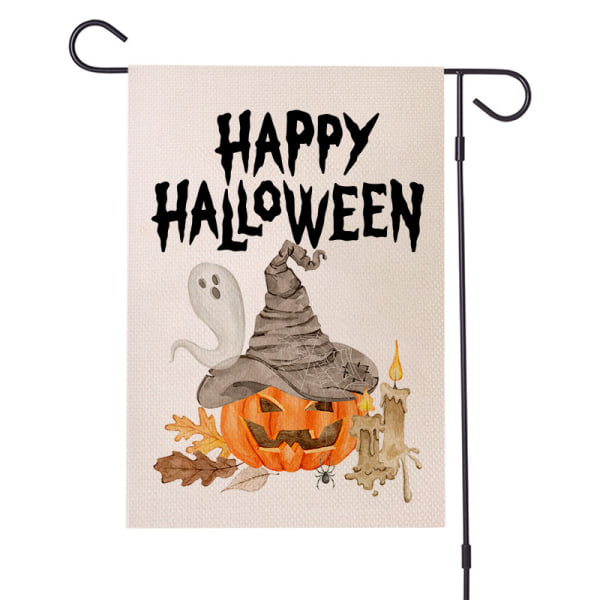 Halloween puutarhabanneri 12" x 18" pystysuora kaksipuolinen syksyinen kurpitsa kummituskissa Pieni Halloween-banneri säkkikangas B-007 12" x 18"