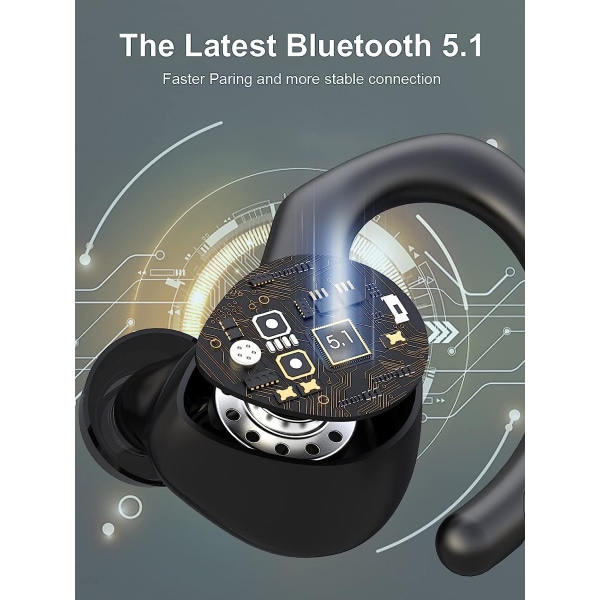 Trådløse ørepropper 5.1 Bluetooth-headset sport, med to