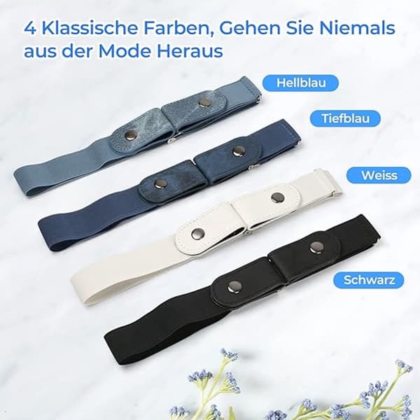 Elastisk bælte uden spænde 4 stk. 3 cm bredt til kvinder og mænd