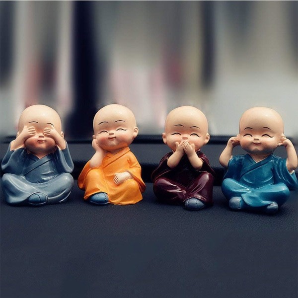 Piece Monk Buddha Figurine, Söta Munk Figurines Liten Resin Staty Heminredning Julklappsbord D