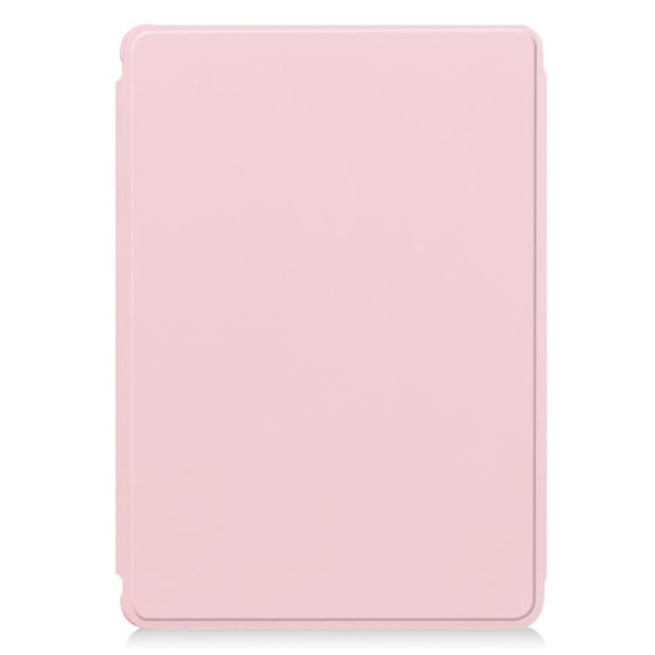 For Samsung Galaxy Tab S9 Fe+ 360 Rotation Transparent Smart Case with Keyboard Pink