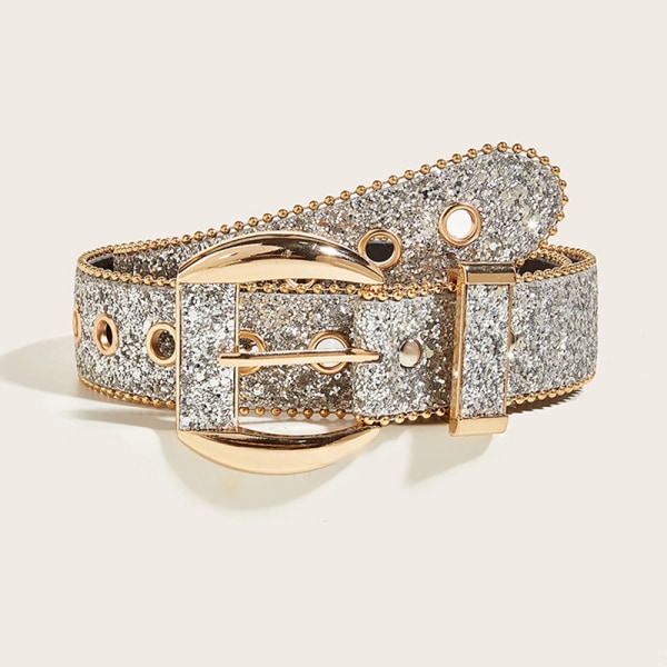 Dam Bälte Strass Bälte Flicka Dekorativa Jeans Brett Bälte Silver