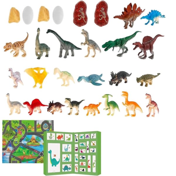 Adventskalender 2023 Barn, Mini Dinosaur Toy Figur Kit Dinosaur Toy Figur Romdekorasjon for gutter Jenter over 3 år