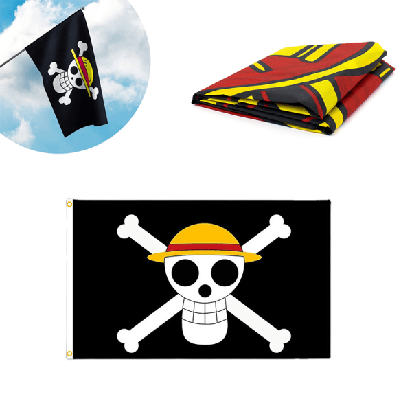 90*150CM Polyester Pirate Monkey D. Luffy Skull Flagga dekor 150cm
