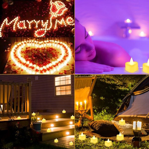 24 stk LED telys Hjerteform Romantic Love LED-lys