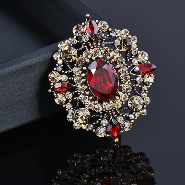 Kvinders vintage diamantbroche Oval Crystal Rhinestone Garme